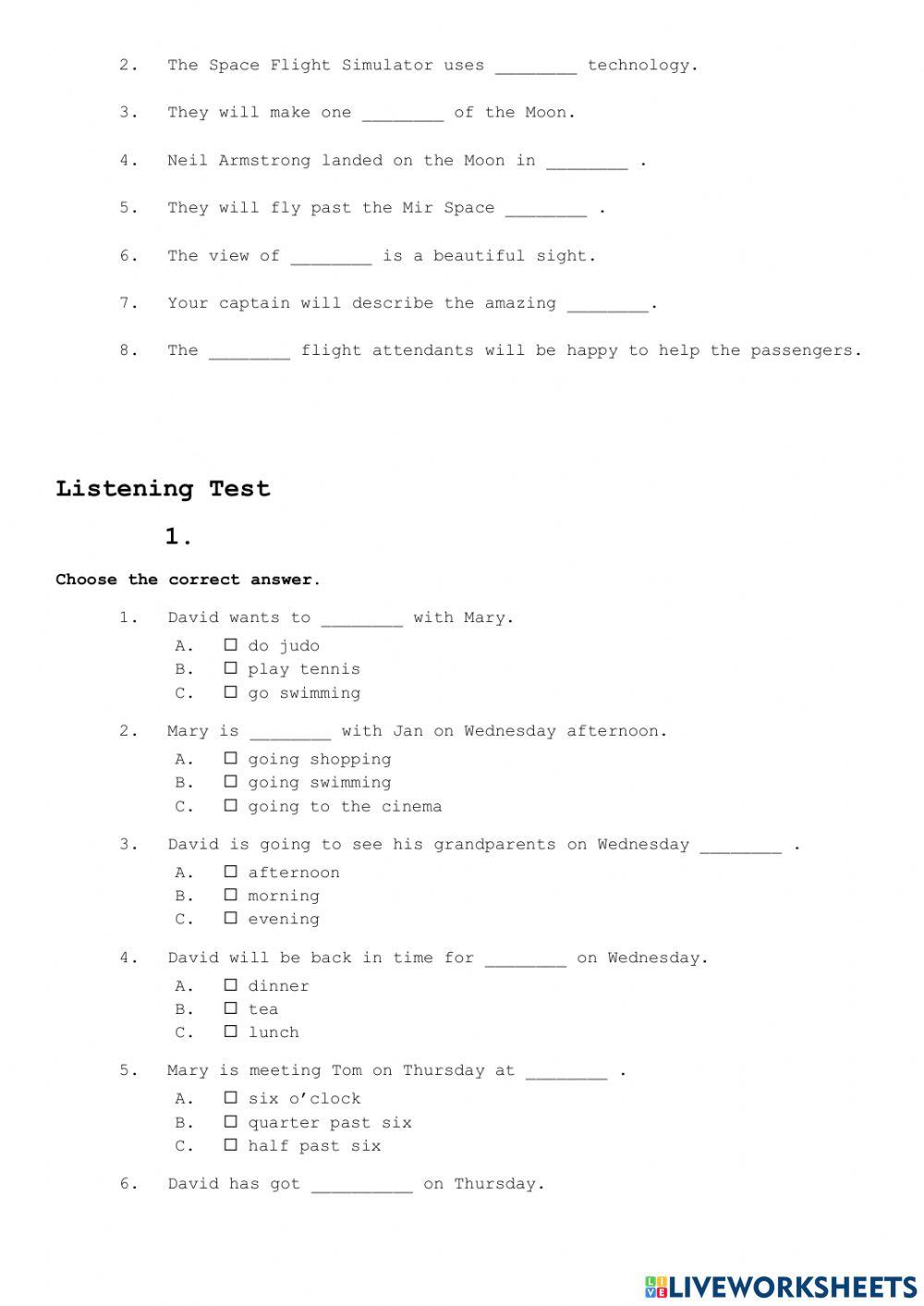 Reading and listening comprehension