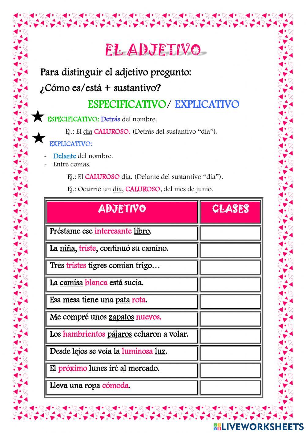Clases de adjetivos