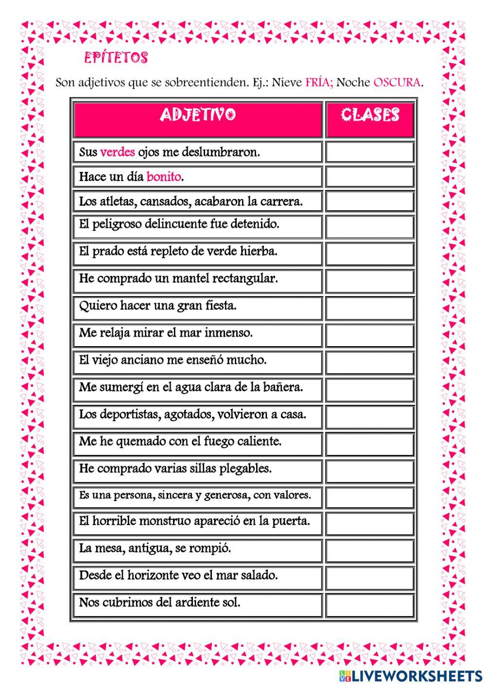 Clases de adjetivos