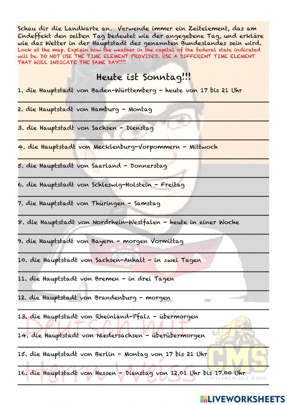 004 das Futur mit Wetter in den Hauptstädten