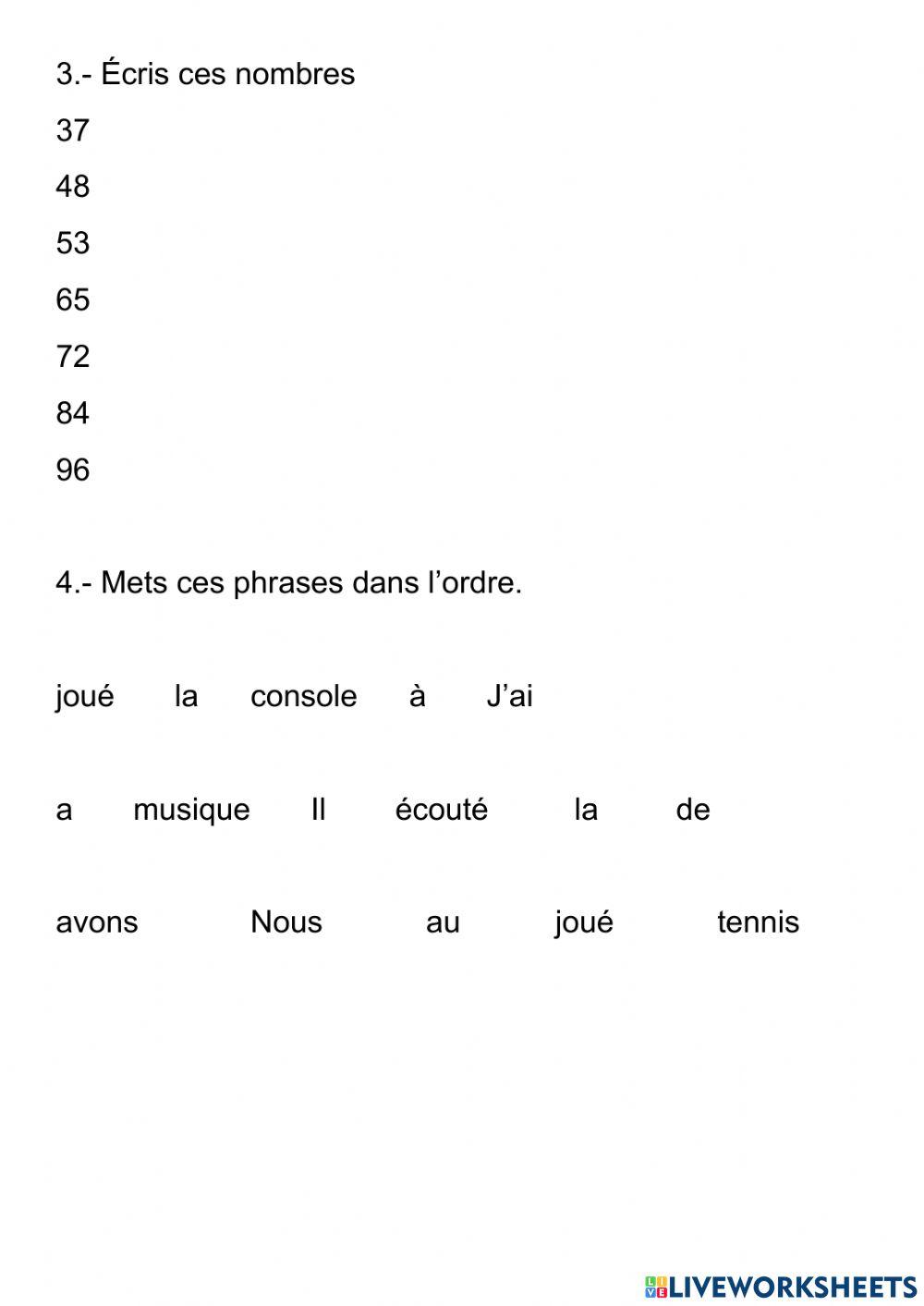 Les vêtements et les nombres