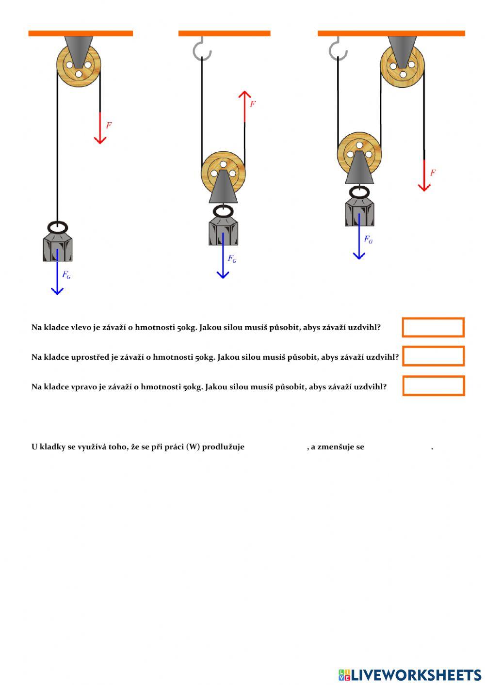 Práce - jednoduché stroje (kladka)