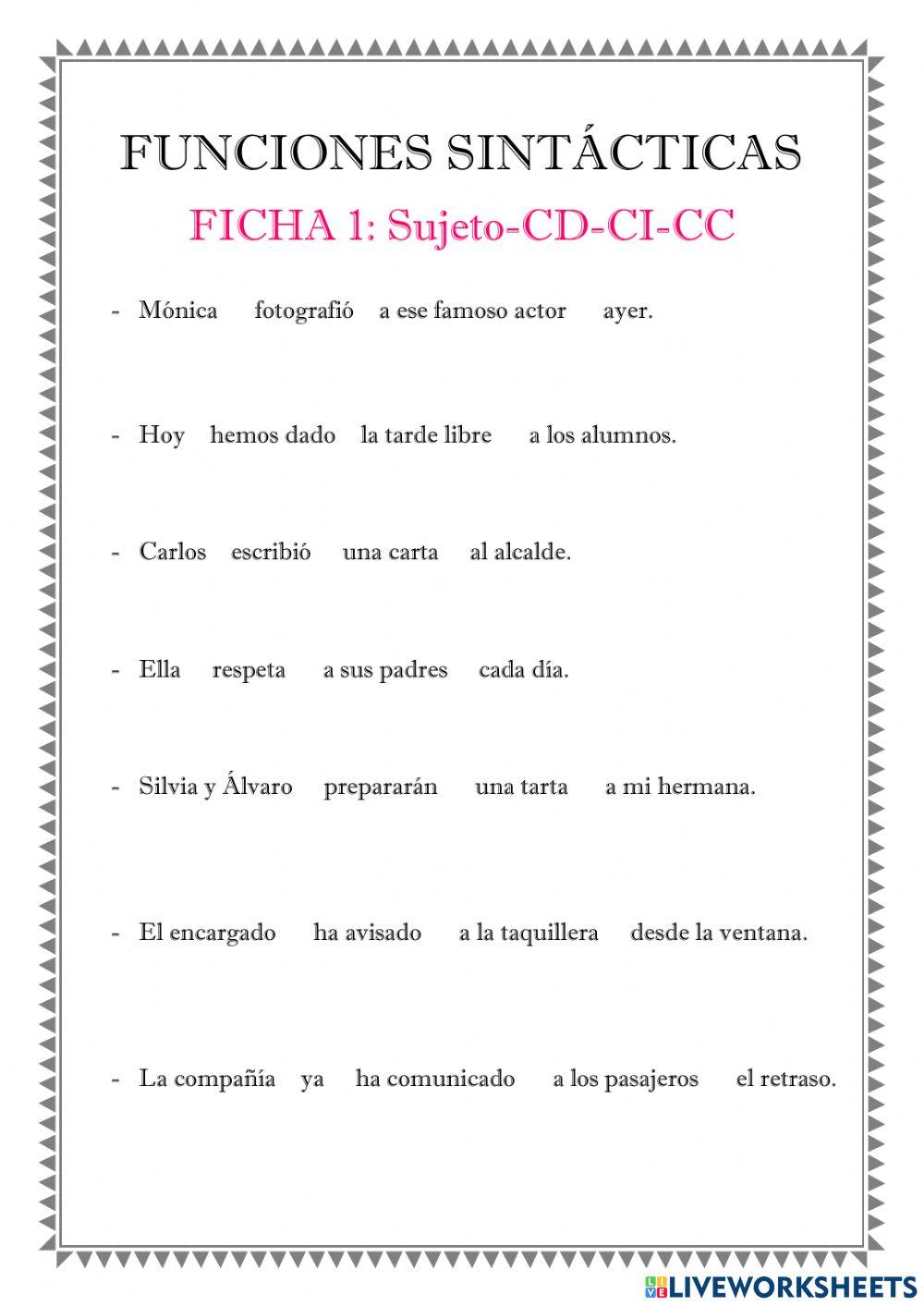 Funciones sintácticas Funciones sintácticas