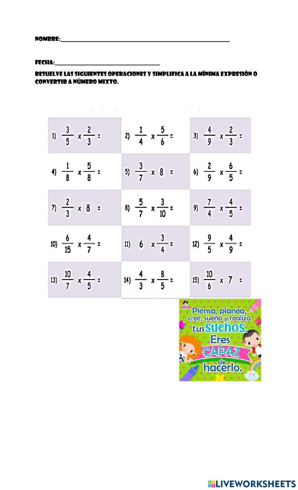 Multiplicación de fracciones Multiplicación de fracciones