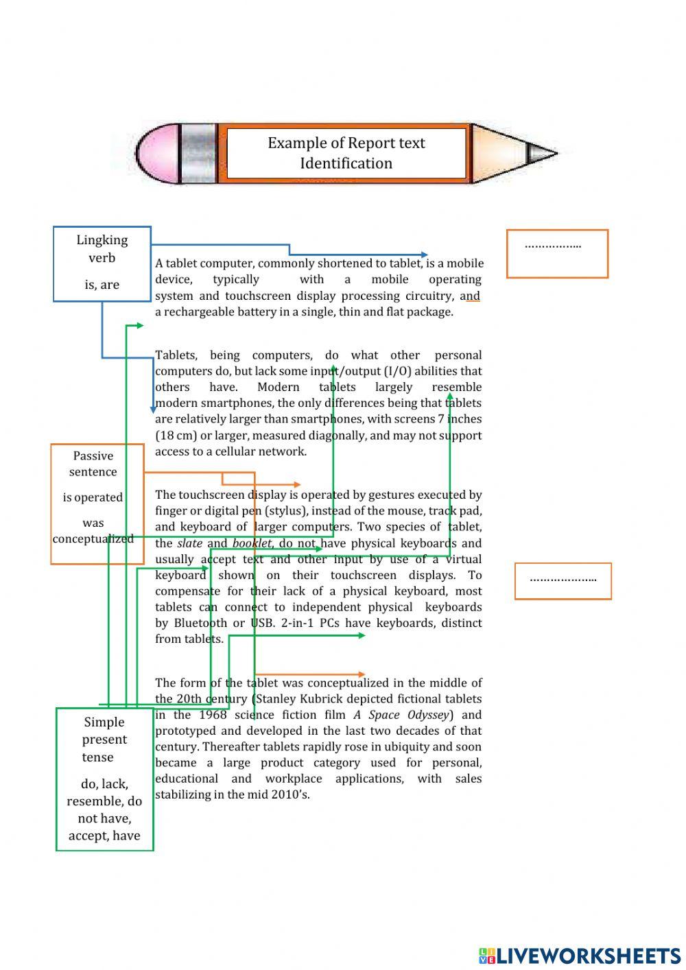 report text online exercise for | Live Worksheets