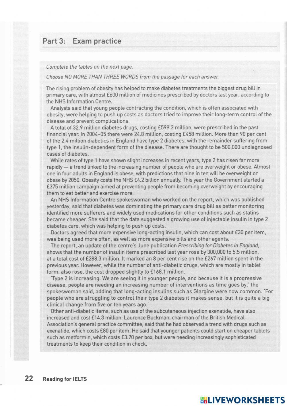 IELTS 5.0 - Unit 4 - Reading practice