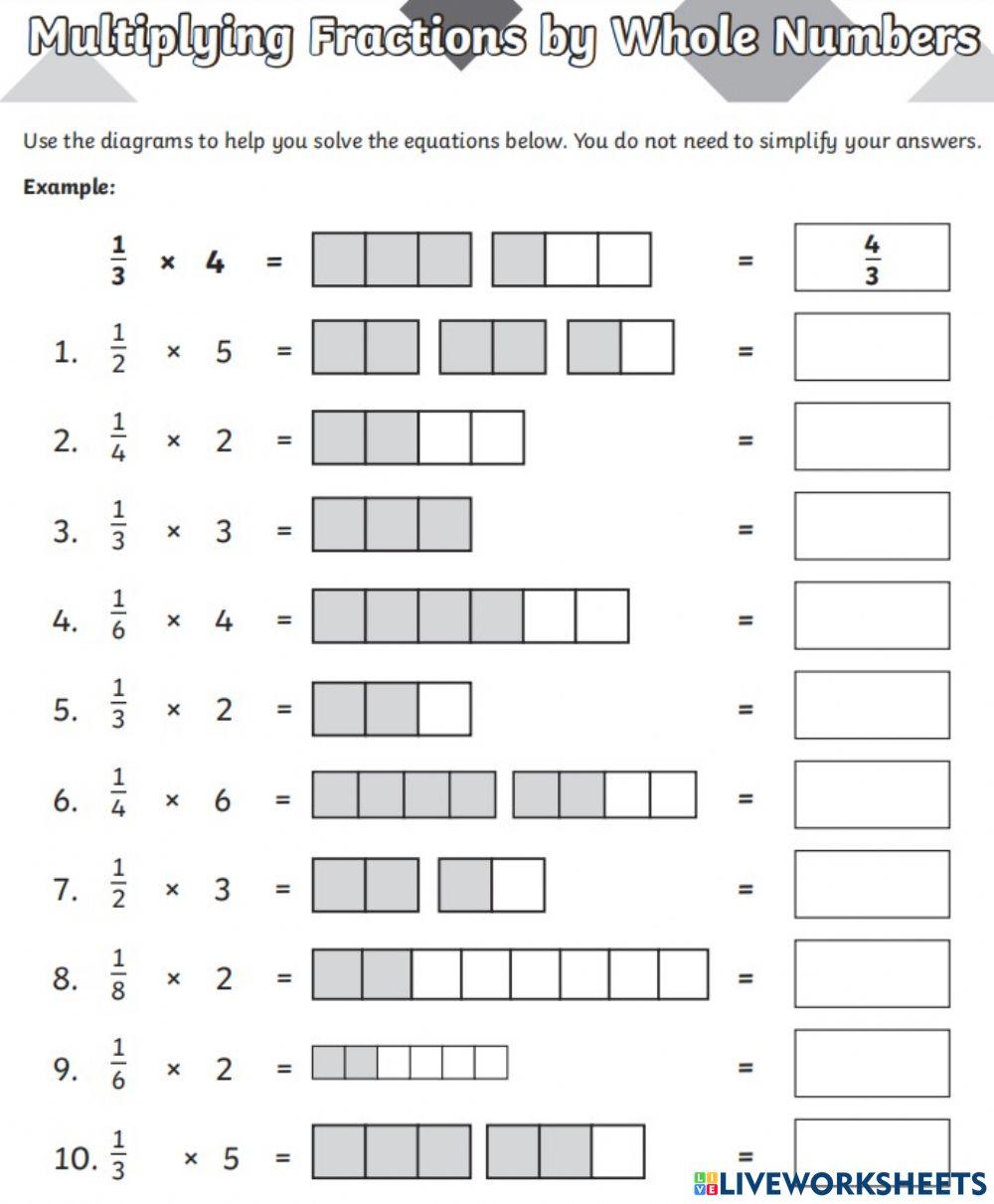 Multiplying Fractions Practice worksheet Live Worksheets
