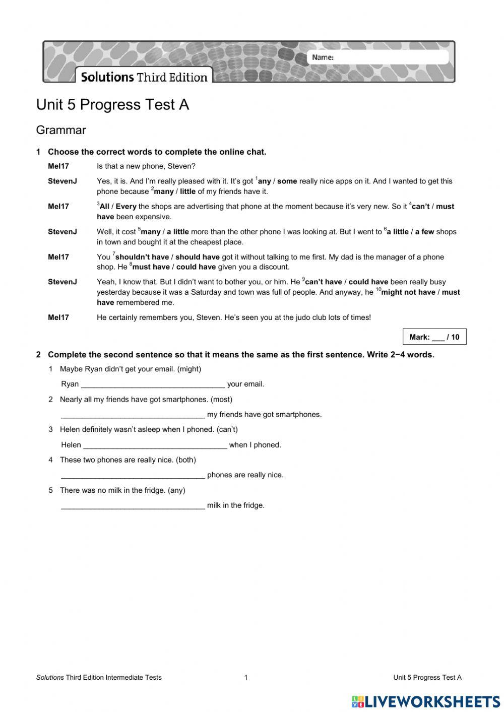 Test 5 - Intermediate