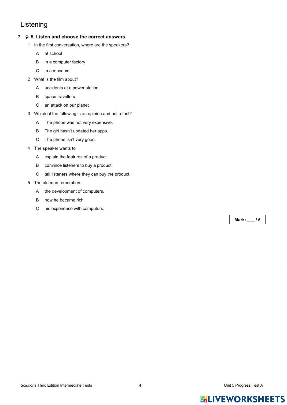 Test 5 - Intermediate