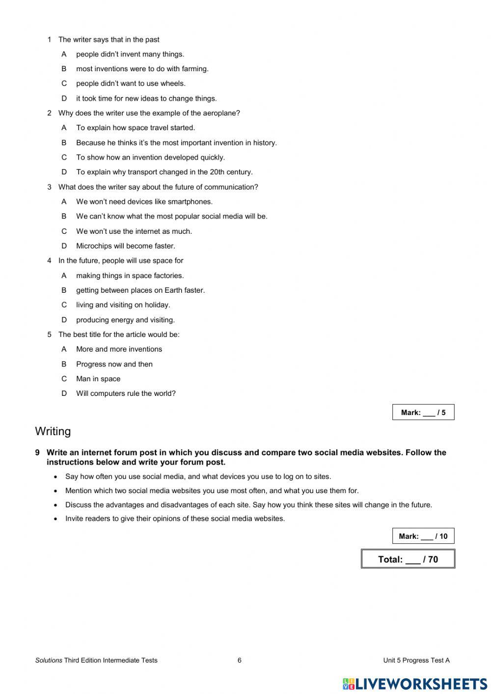 Test 5 - Intermediate