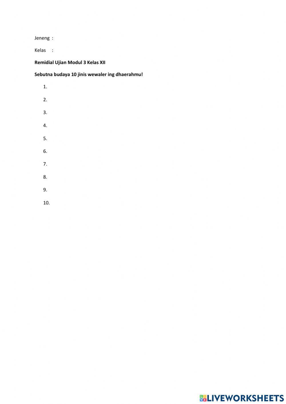 Remidial Ujian Modul 3 Bahasa Jawa