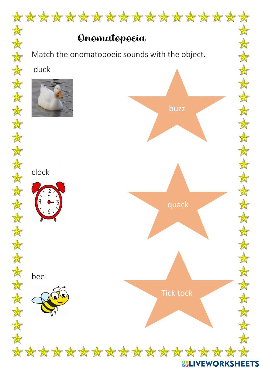 onomatopoeia worksheet for grade 5