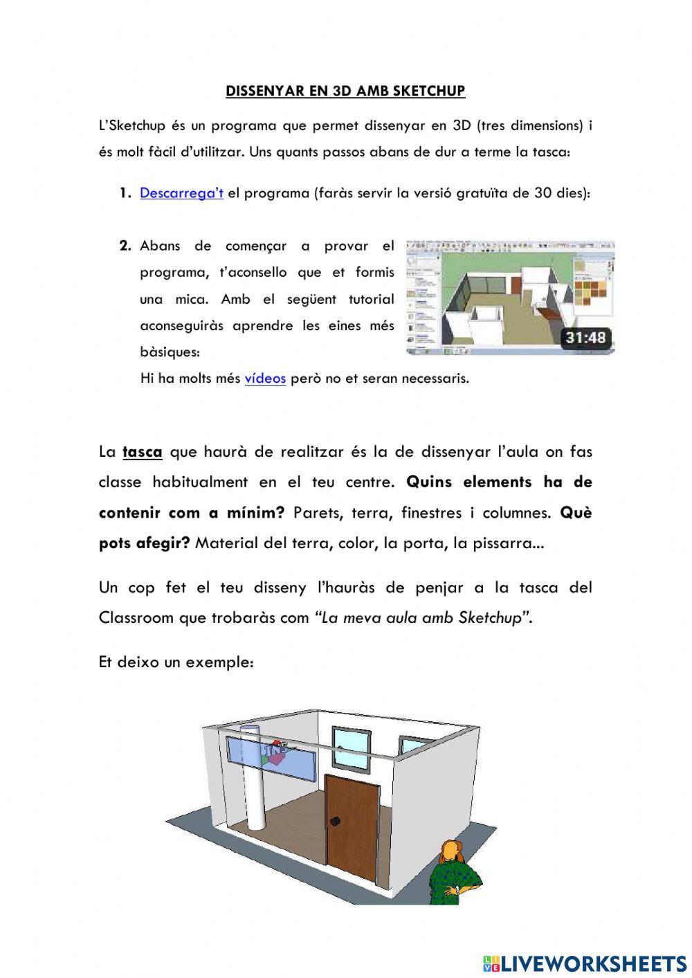 dissenyar l'aula amb sketchup