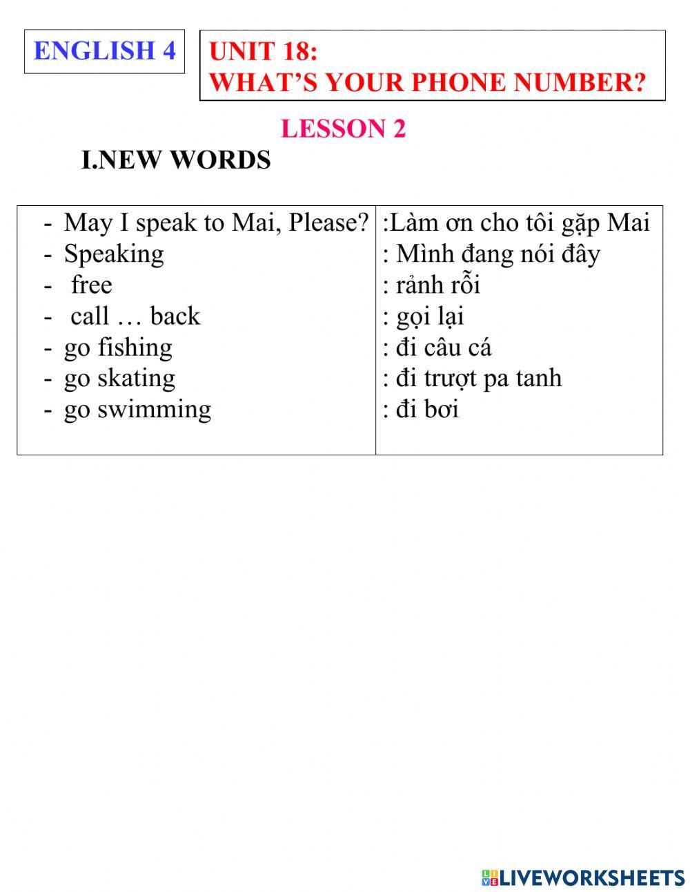 English 4- unit 18- lesson 2