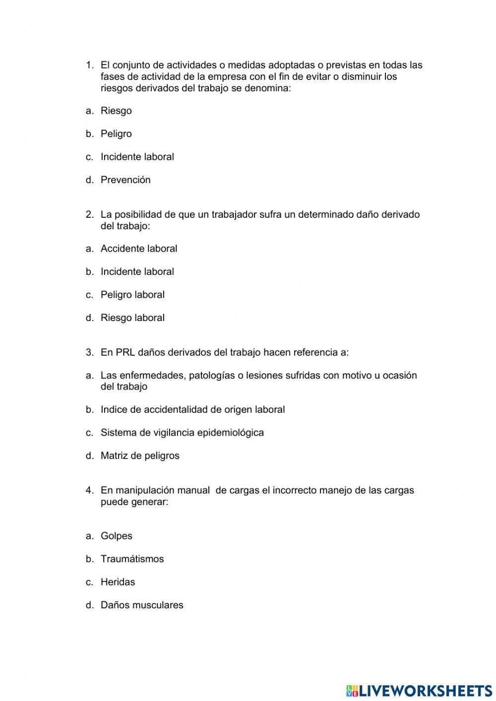 Test de conocimientos previos PRL