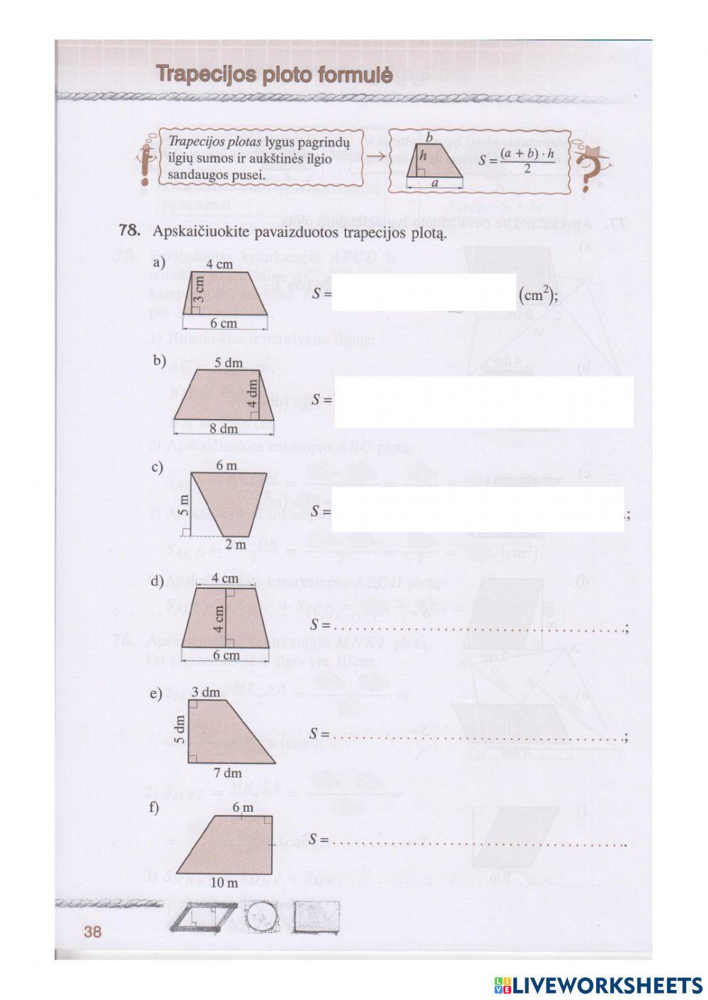Trikampių, keturkampių plotai