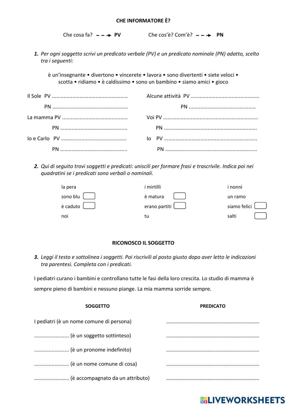 Soggetto e predicato