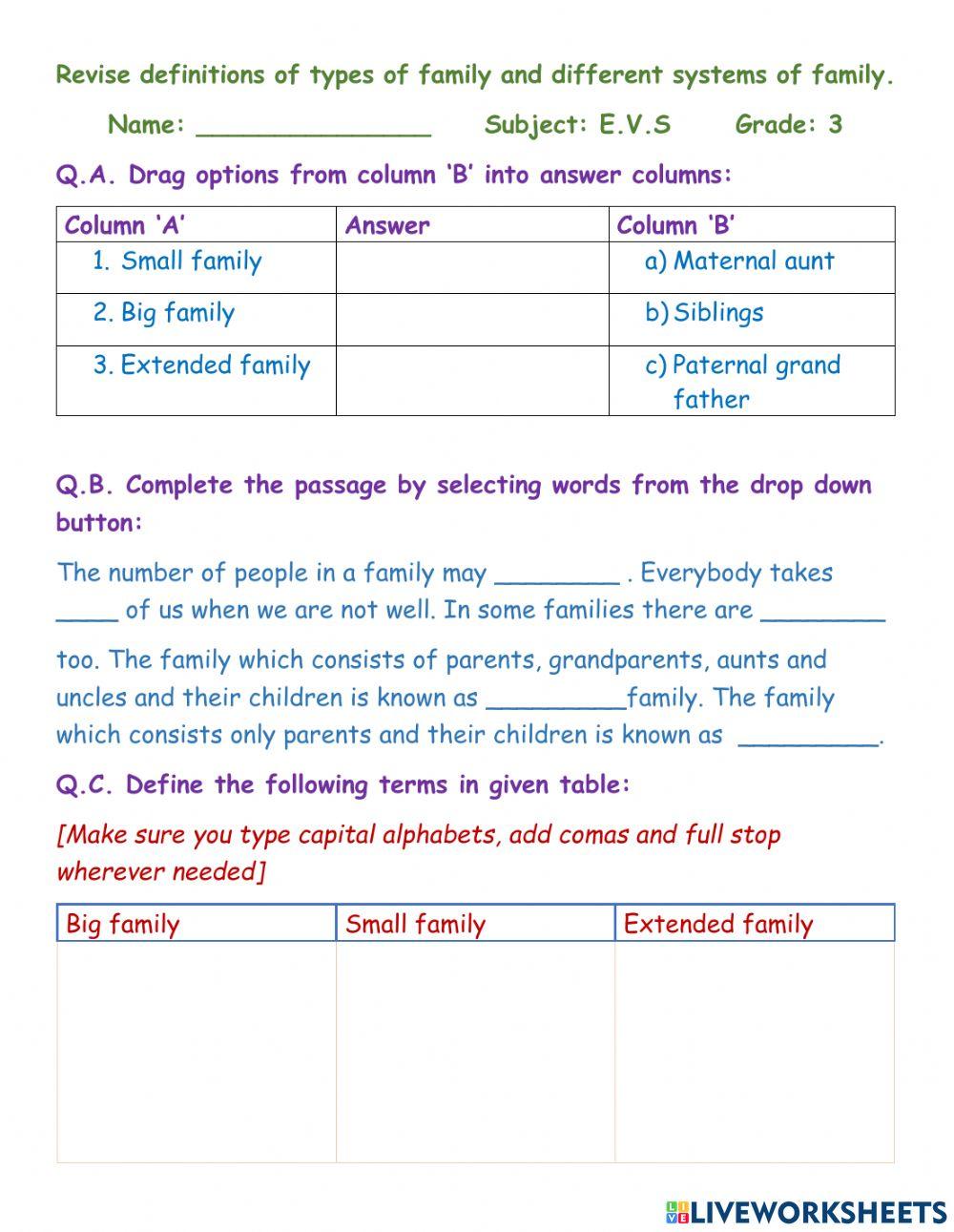 Family types and systems