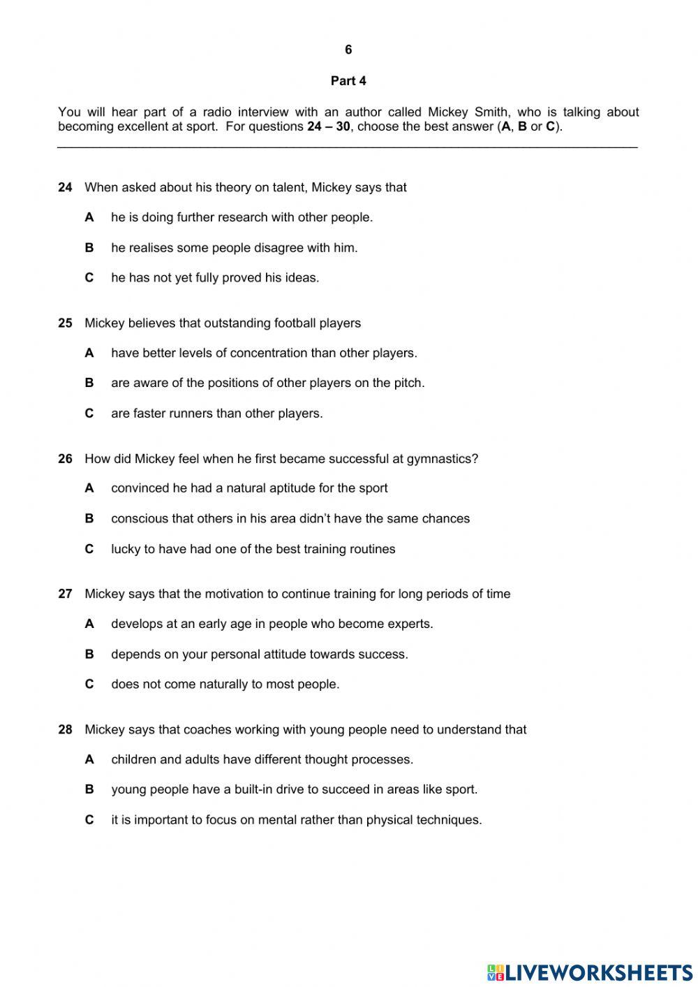 MOCK EXAM FCE LISTENING