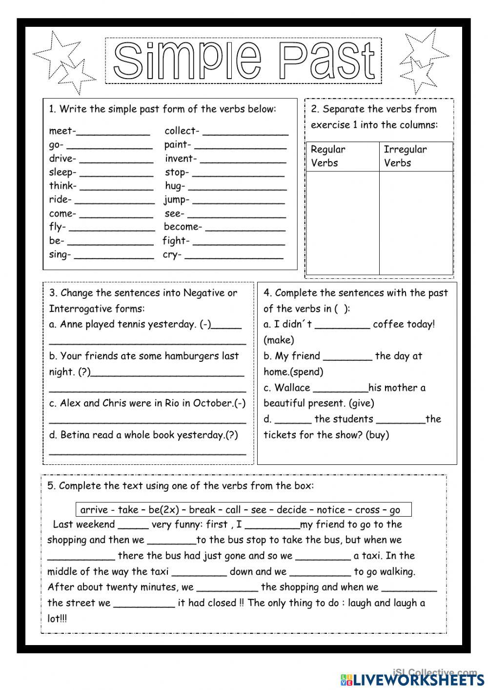 Past simple test Past simple test