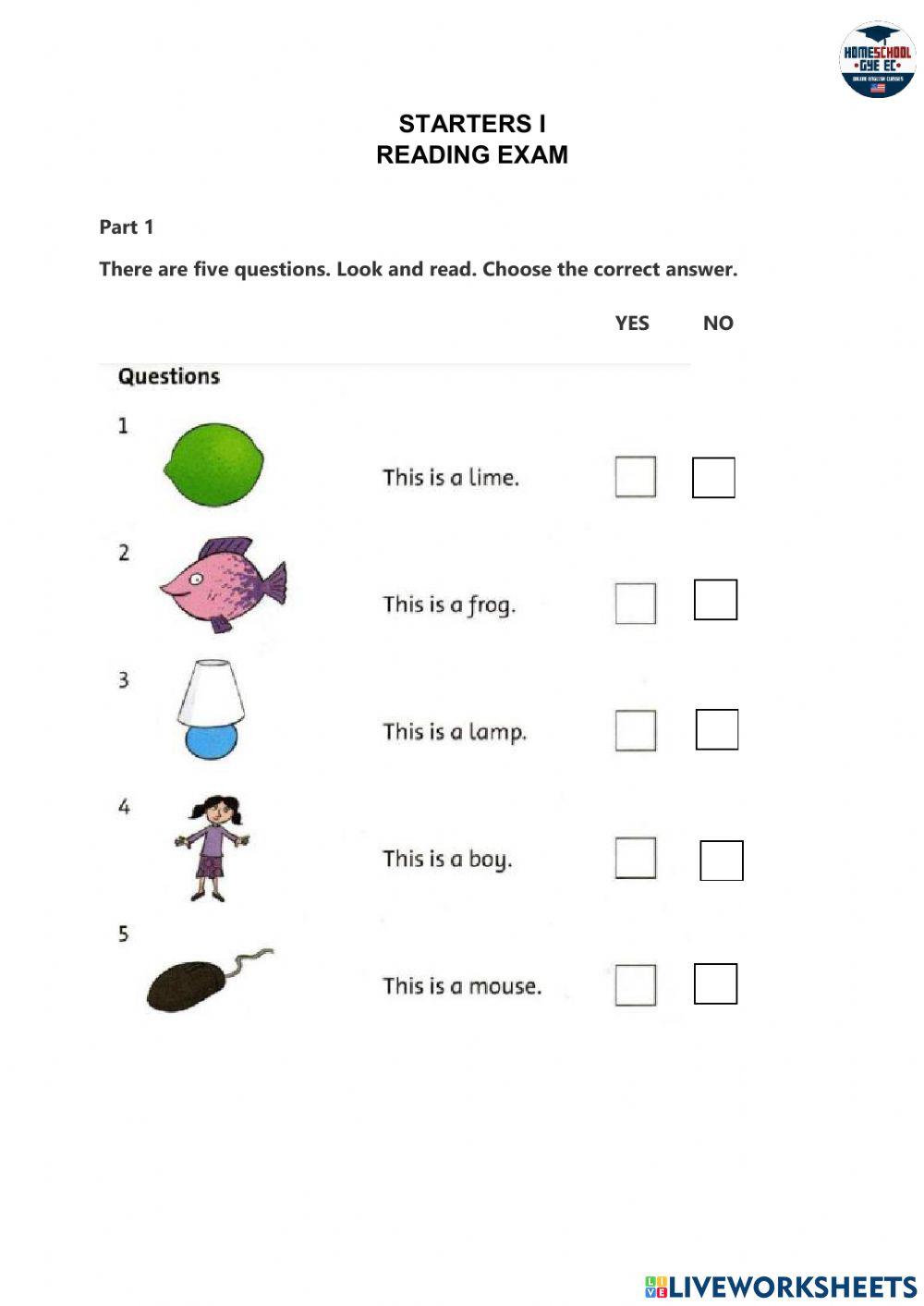 Starters1Reading Exam