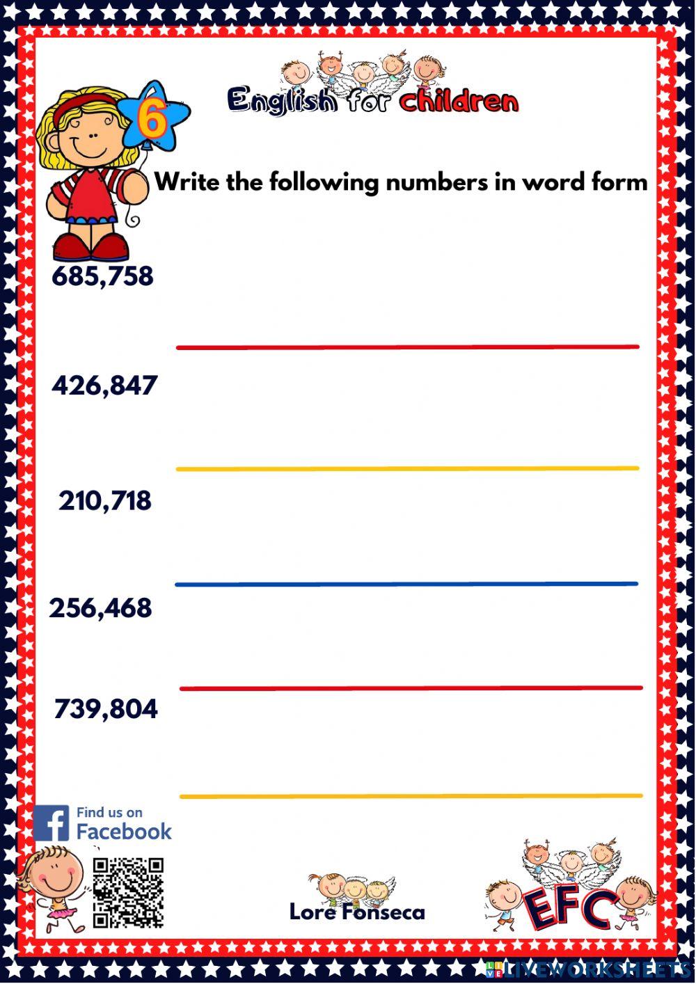 Cardinal numbers 6 digits efc lore fonseca