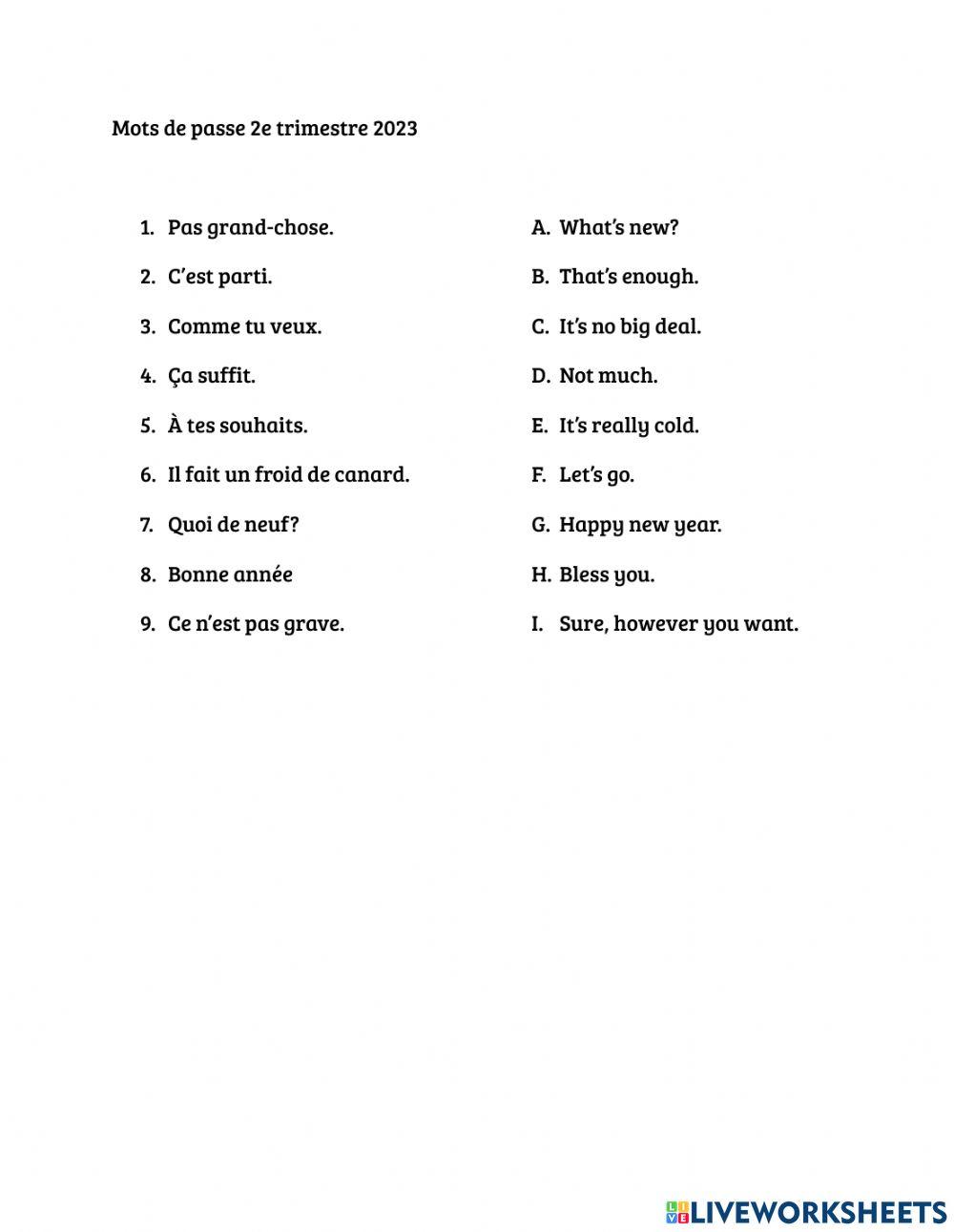 Mots de passe - 2e trimestre 2023