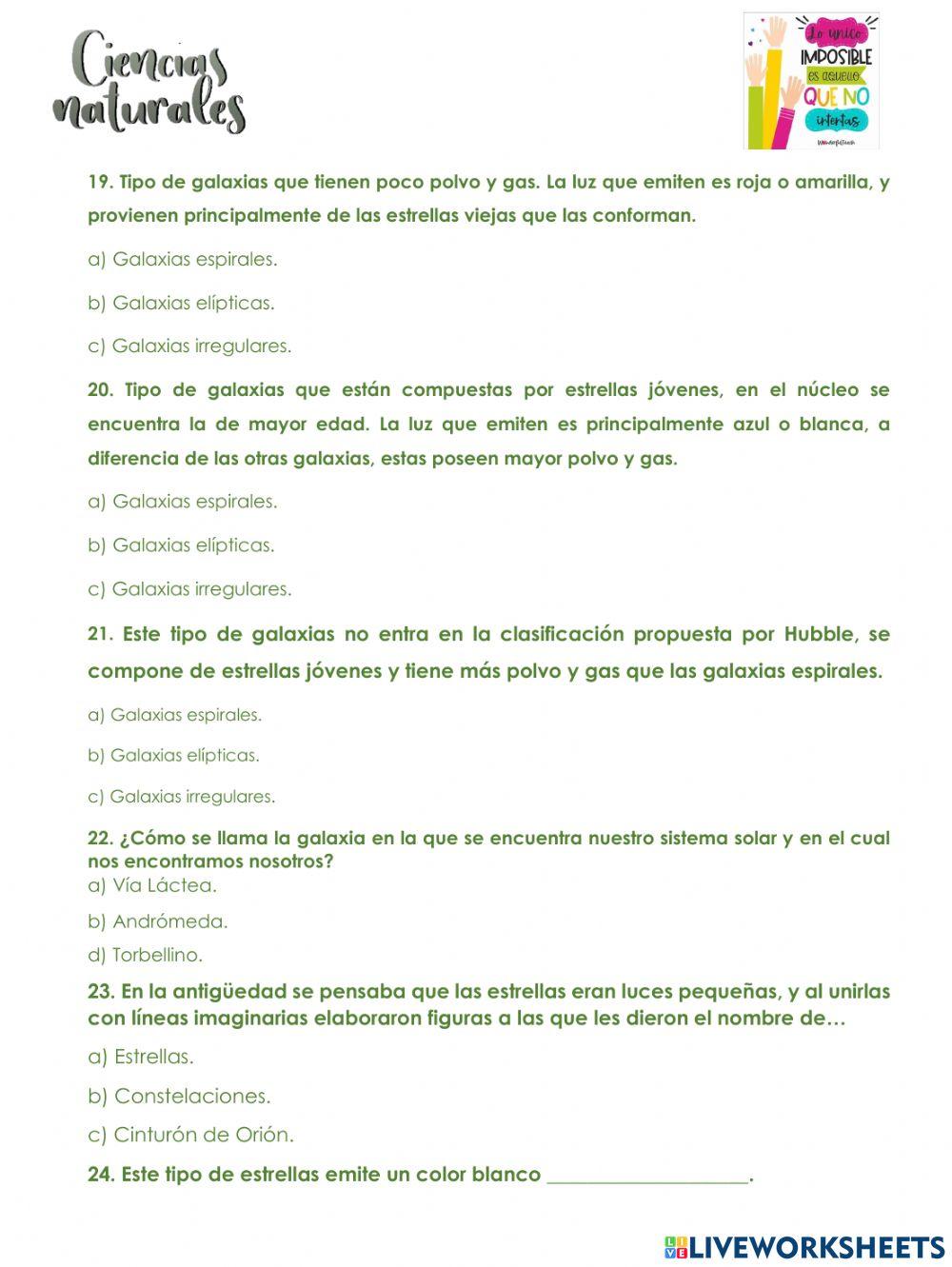 Examen de ciencias naturales