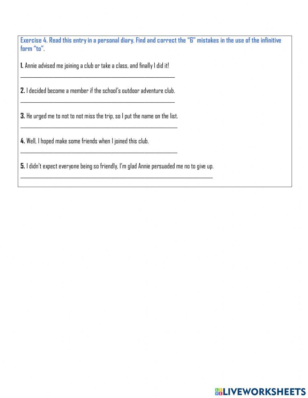 Practicing infinitive with tourism