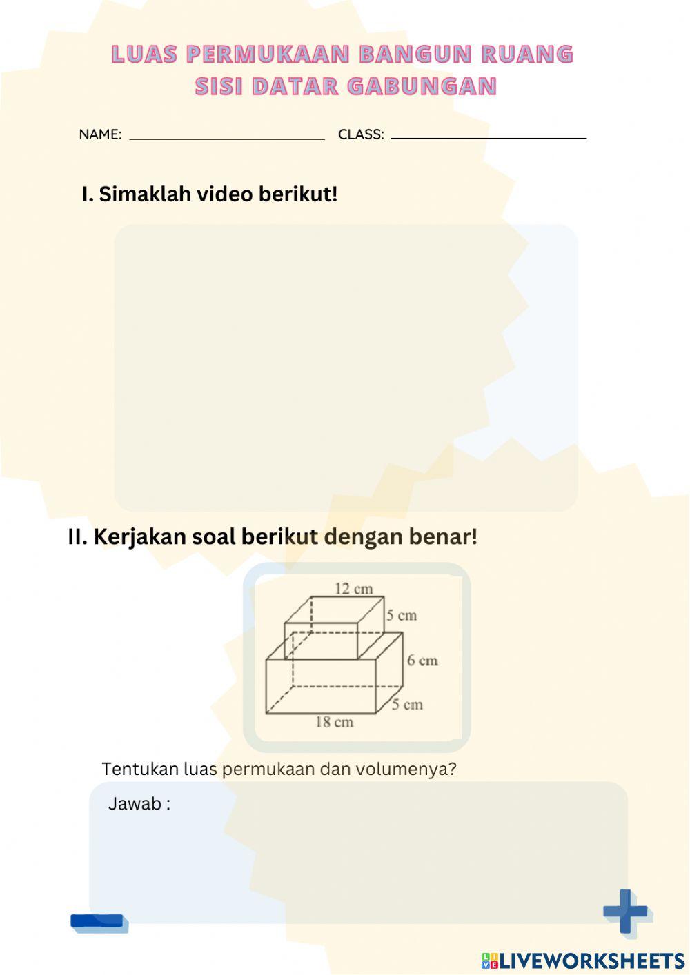 Luas permukaan dan volume bangun ruang sisi datar gabungan