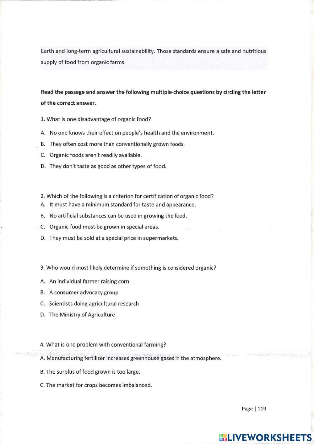 Unit 5 - reading - multiple choice pre