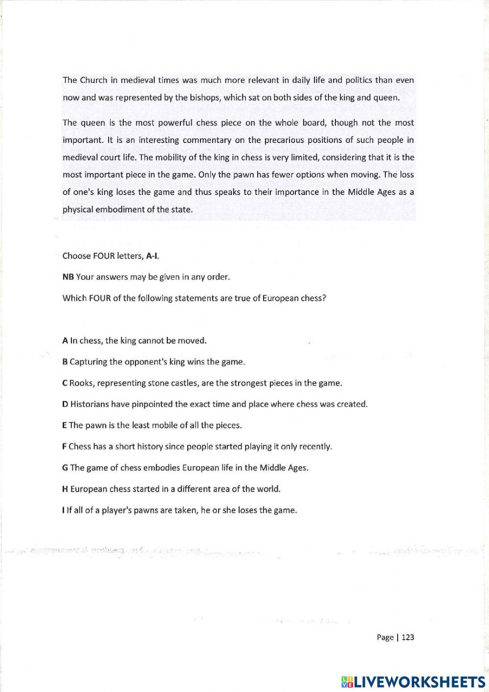 Unit 5 - reading - multiple choice pre