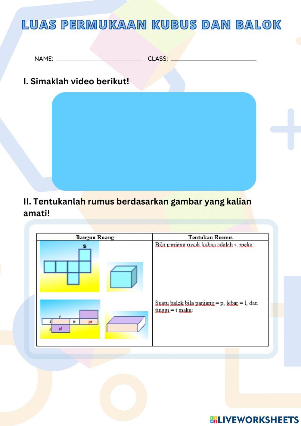 Luas permukaan kubus dan balok