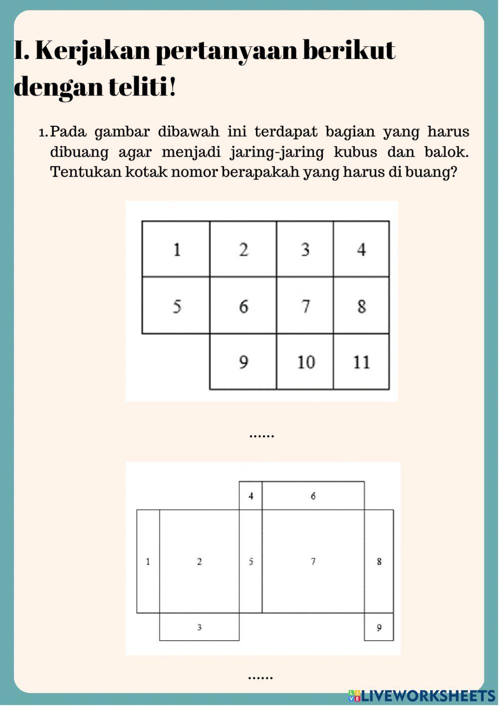 Jaring-jaring kubus, balok, prisma dan limas