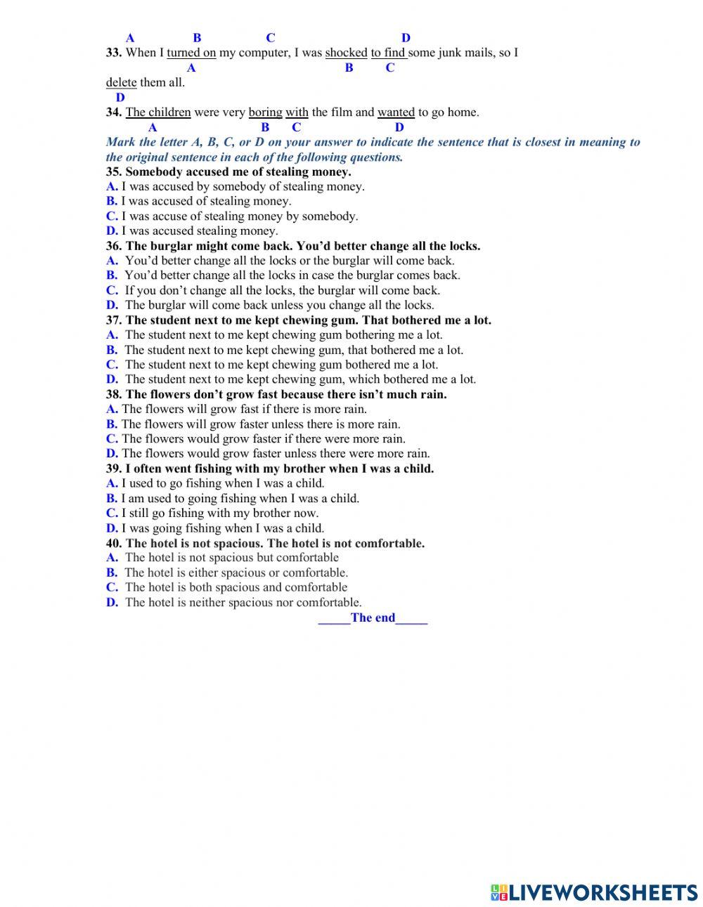 Ôn thi vào 10 -đề 33 40 tn