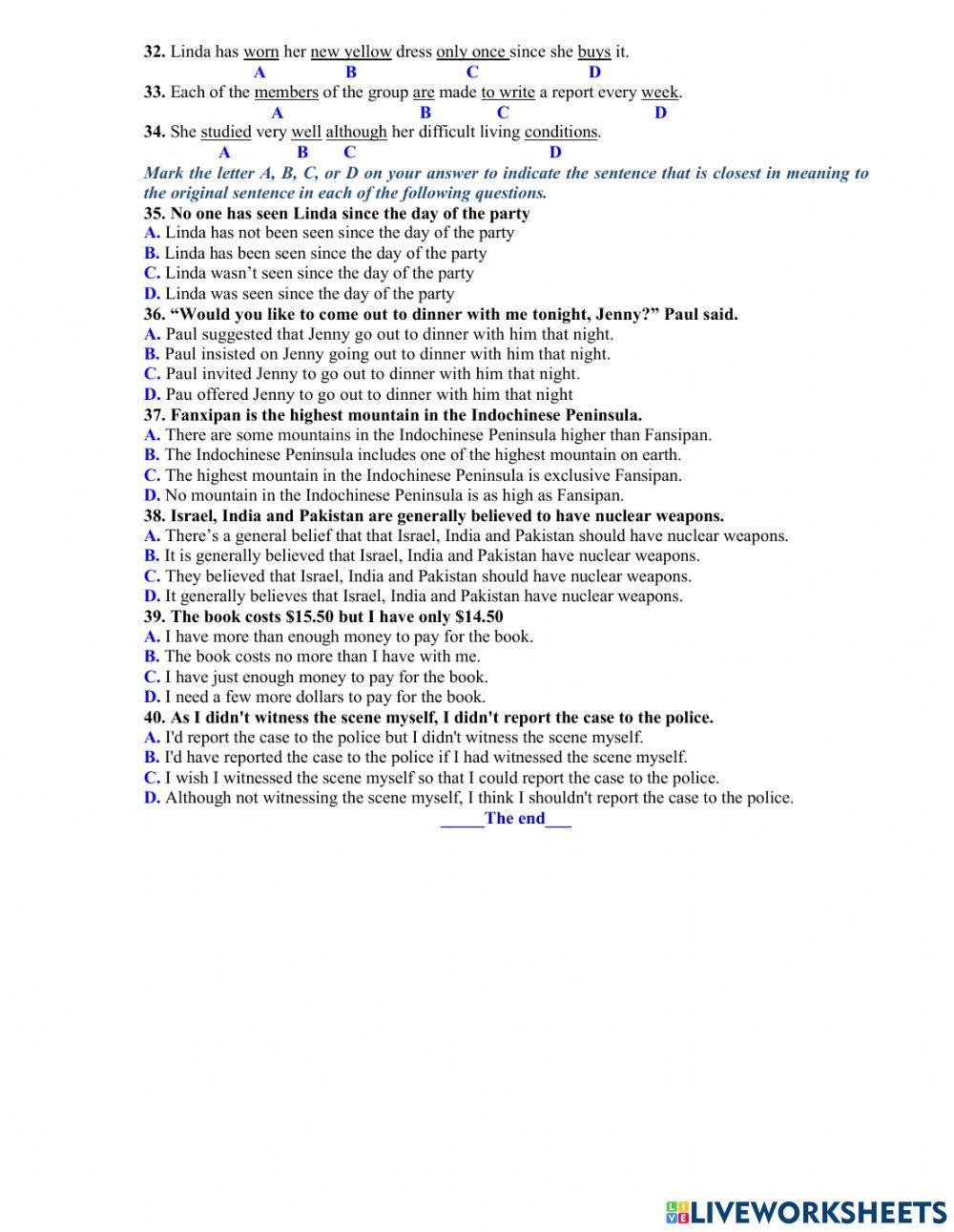 Ôn thi vào 10 - đề 35 40 tn