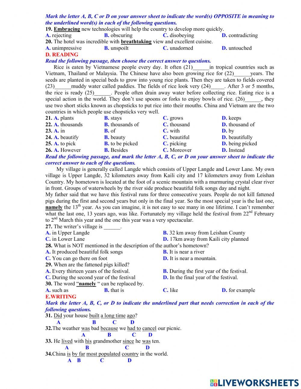 Ôn thi vào 10 - đề 39 40 tn