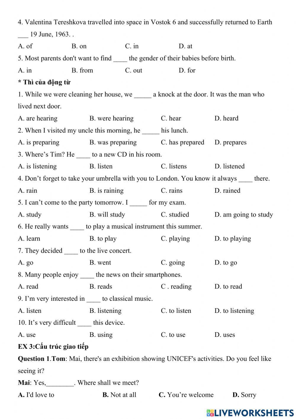 Đề cương giữa kỳ 2 - anh 10