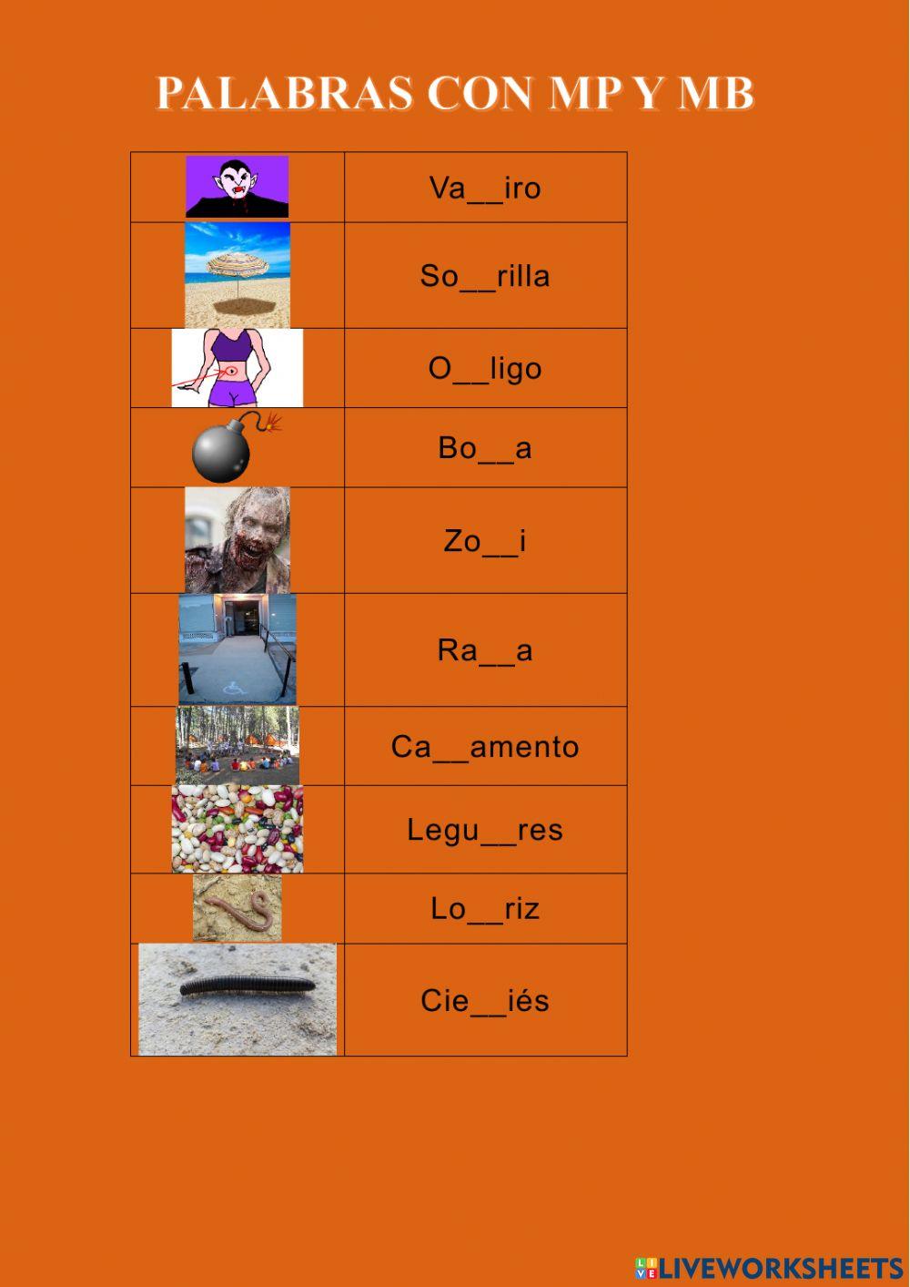 Palabras con mp y mb