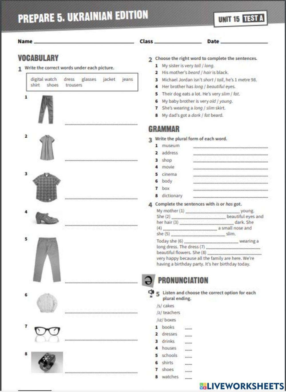 Prepare Unit 15 Test