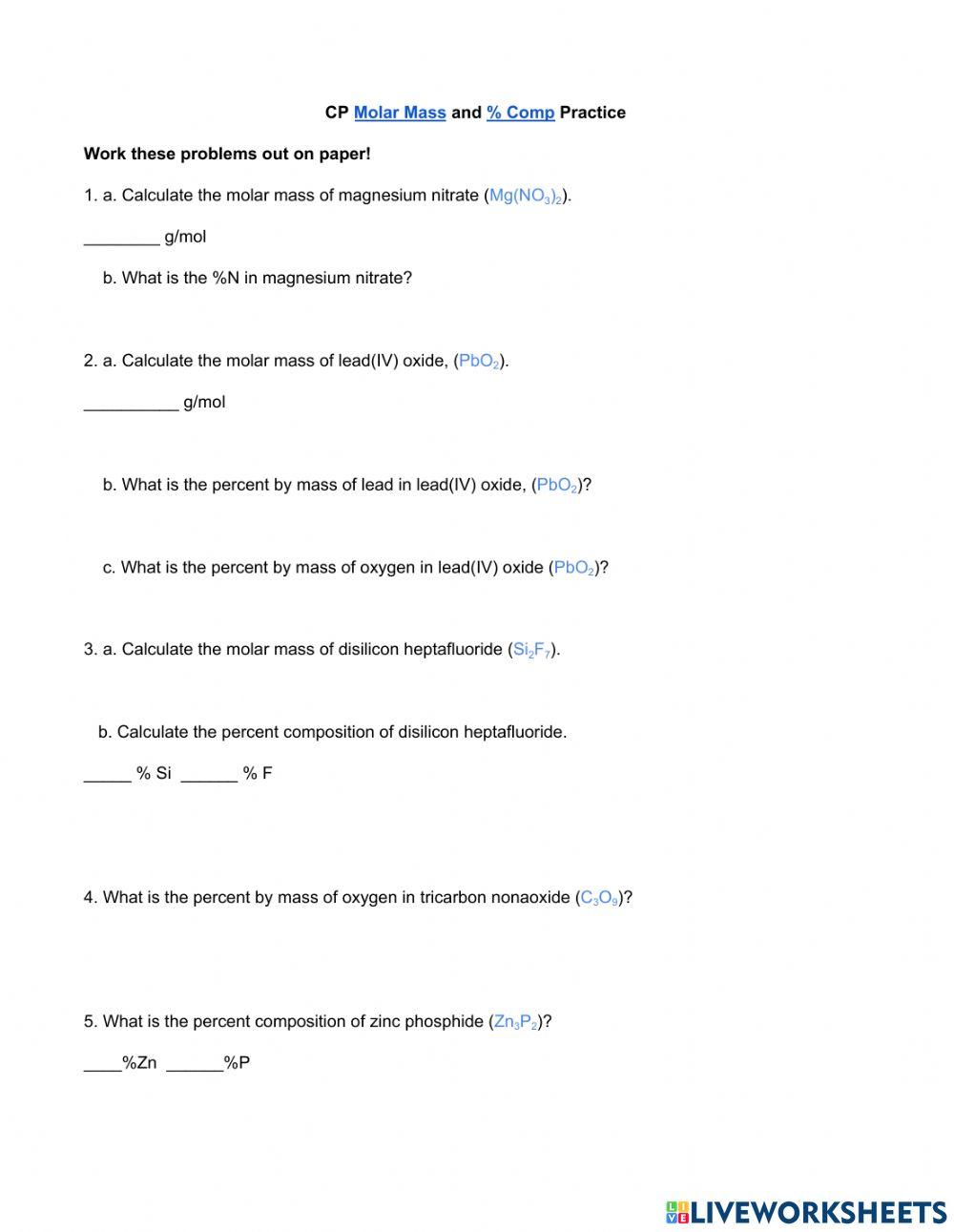 Molar Mass and - Composition