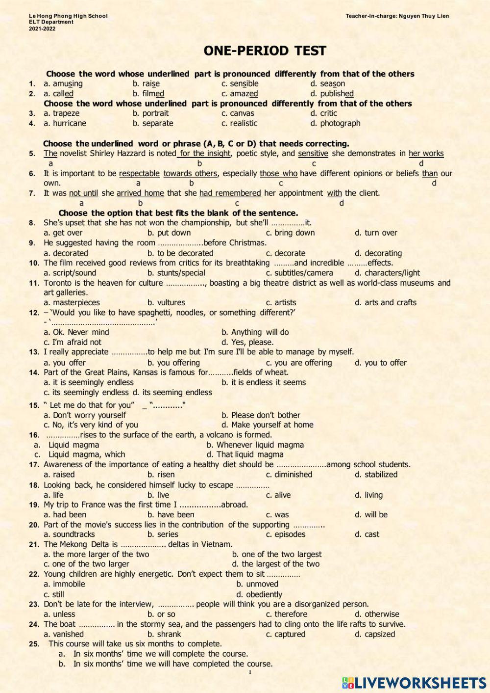 One period test - g12 lhp - 22-23