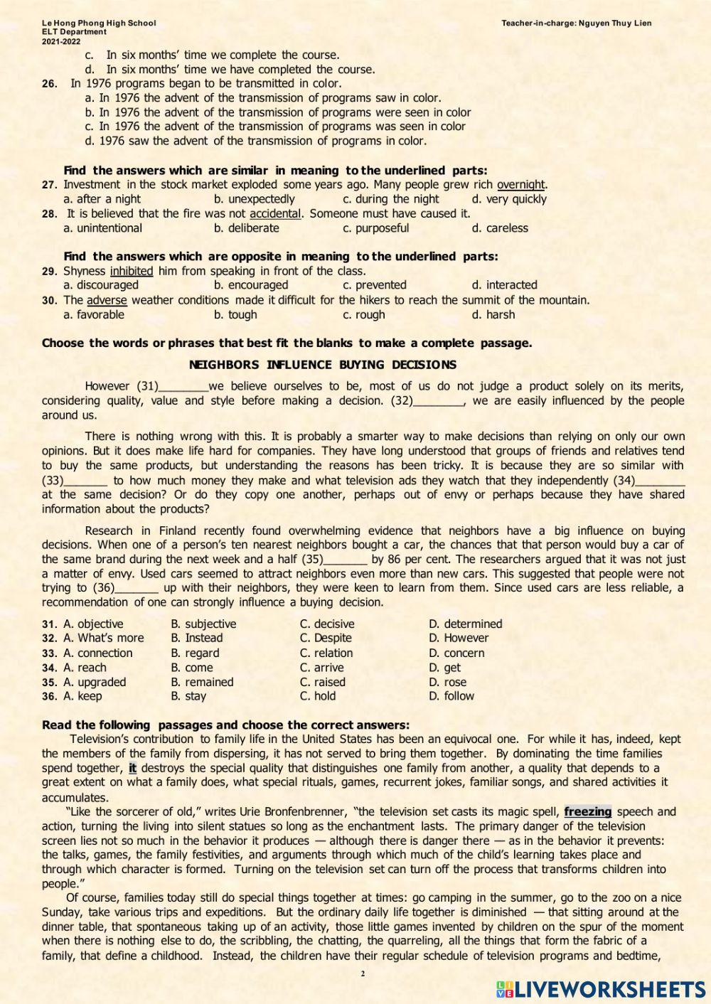 One period test - g12 lhp - 22-23