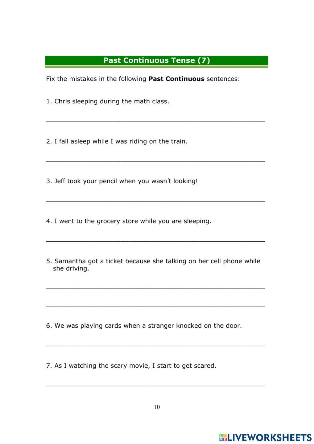 Past Continuous Tense(2)