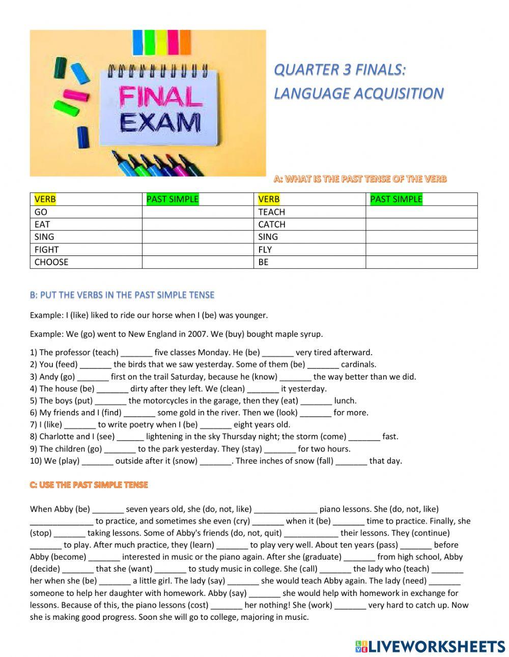 Quarter 3 Finals: Language Acquisition