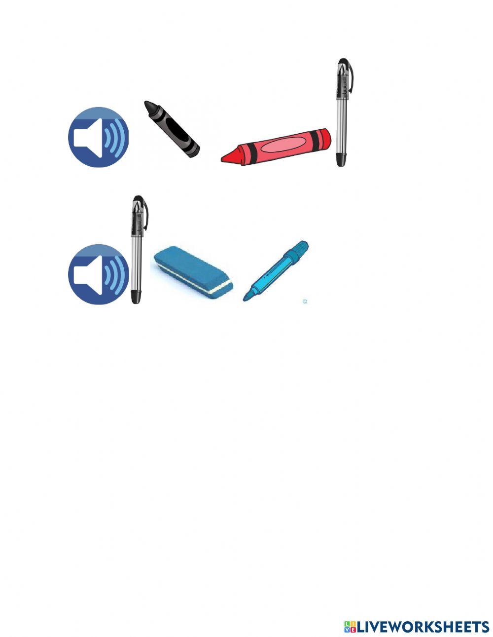 Objects in the classroom and colors