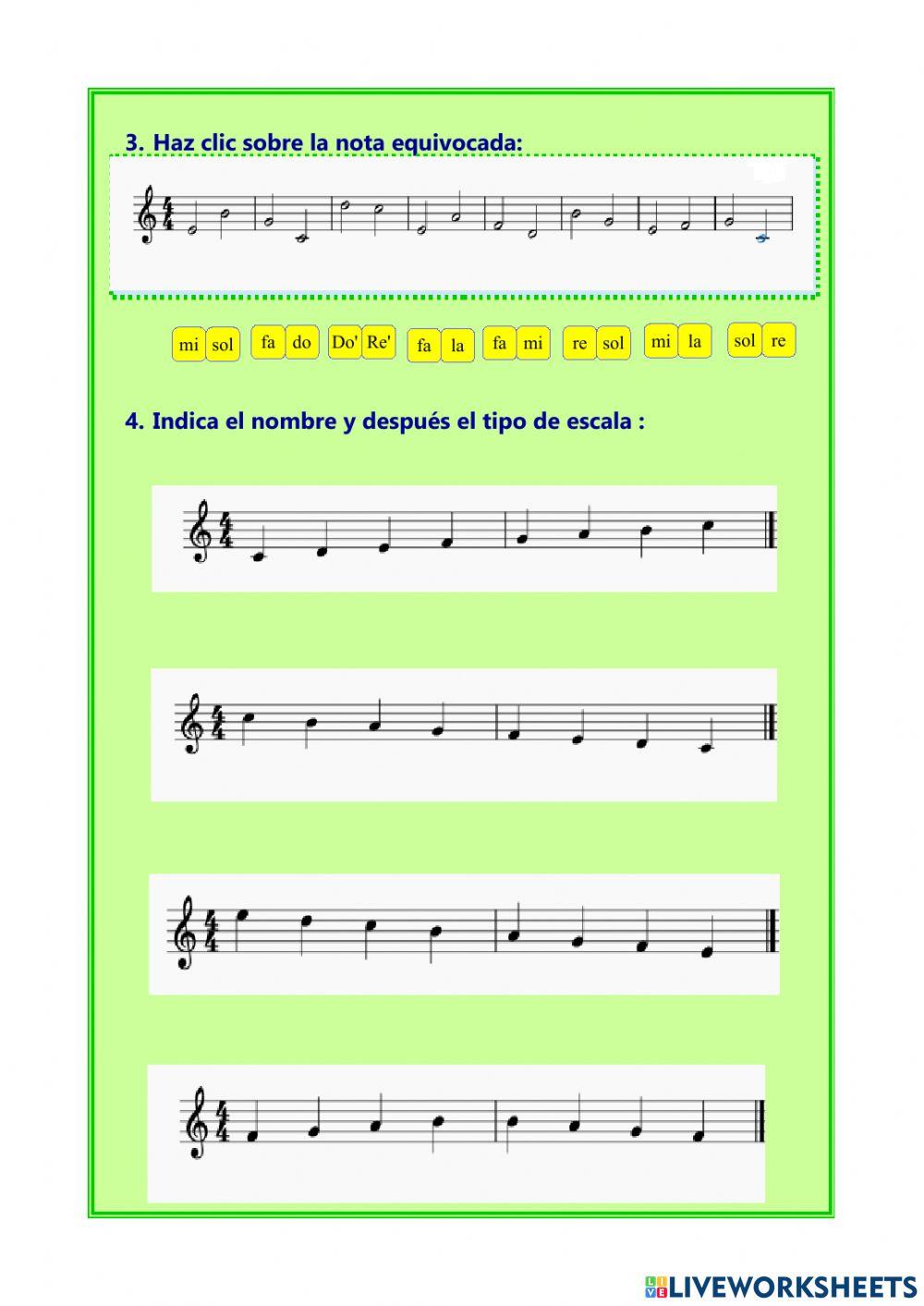 Ficha de lenguaje musical: Notas