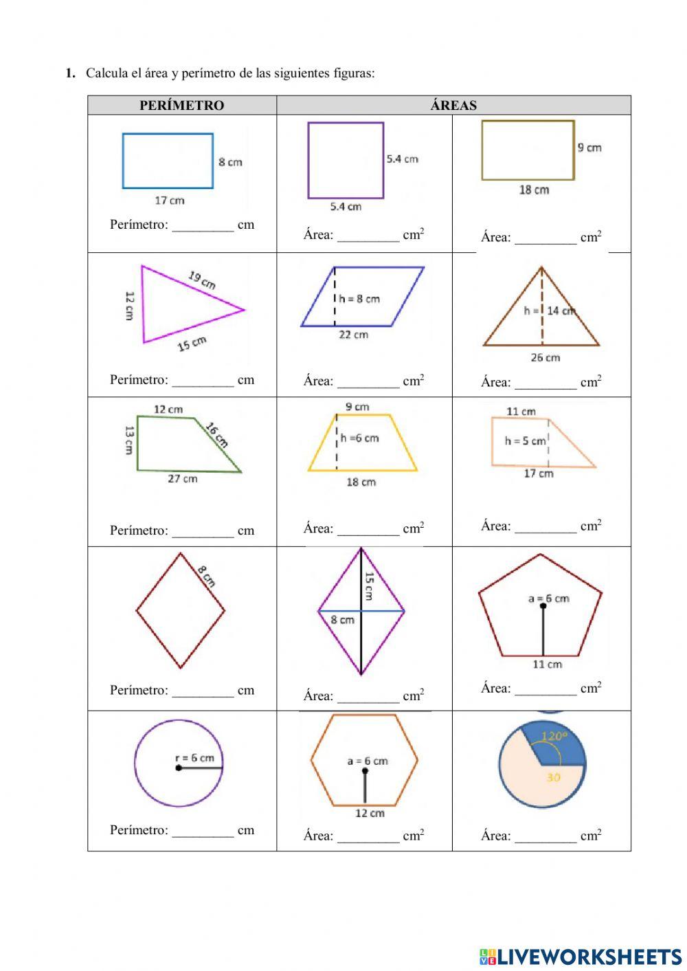Áreas y perímetros figuras planas