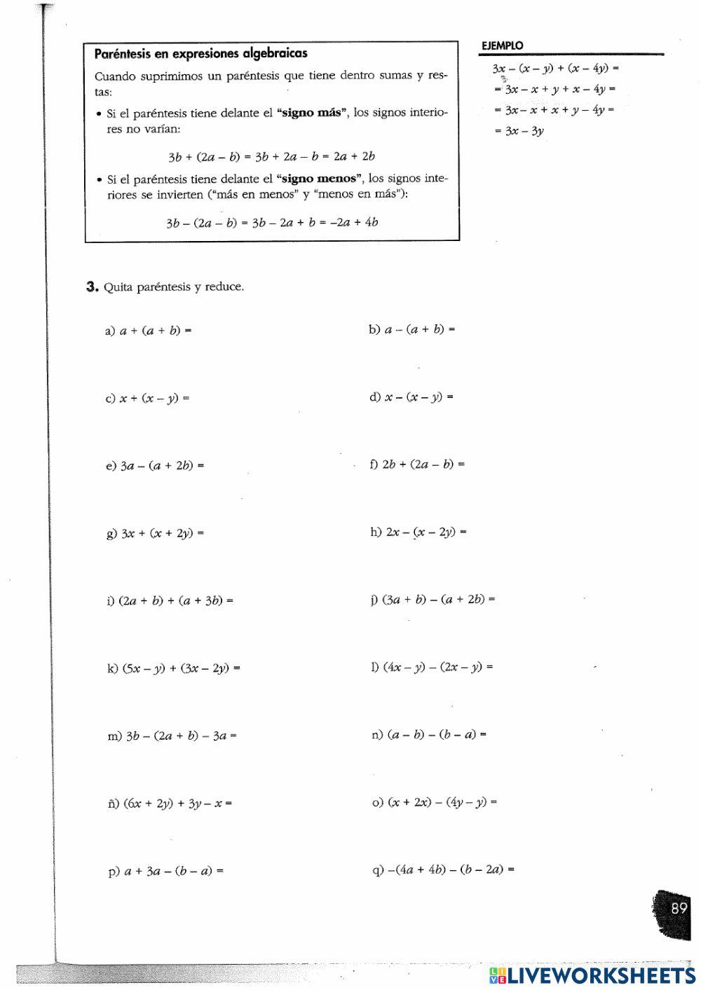 Calculo con monomios y paréntesis