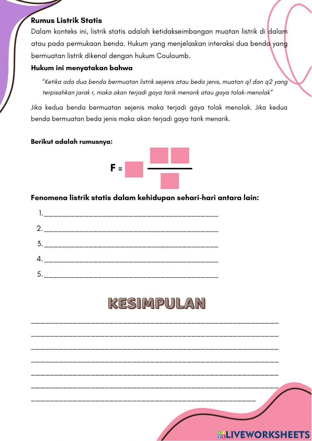 E-lkpd listrik statis kelas xii